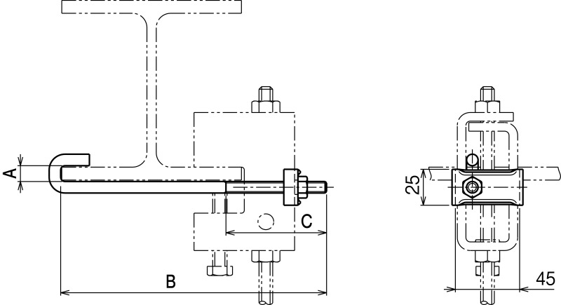 HB50P・HB50PW用補強金具（H形鋼用） | ネグロス電工商品情報サイト