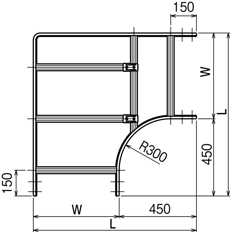 外直角L形分岐ラック | ネグロス電工商品情報サイト